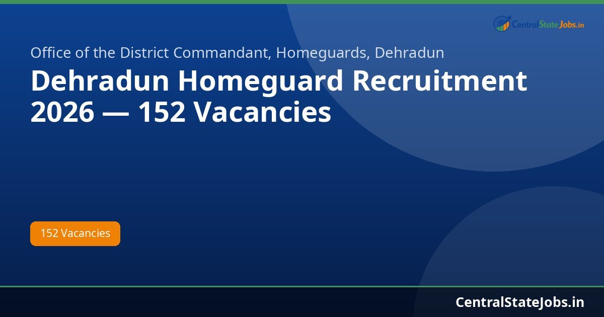 Dehradun Homeguard Recruitment 2026 — 152 Vacancies