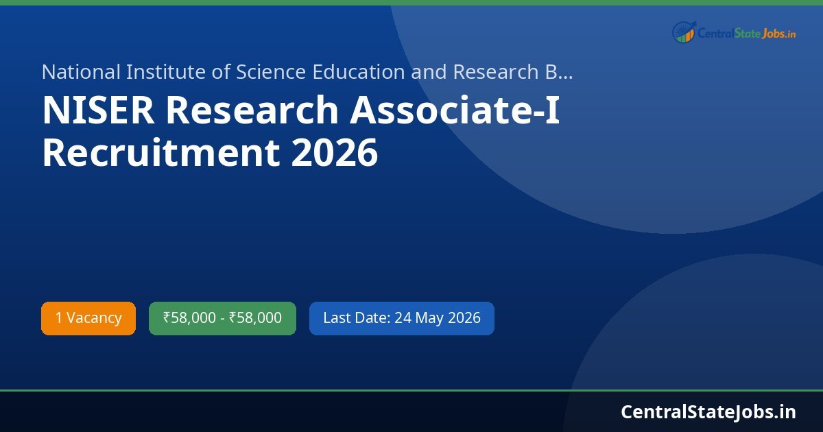NISER Research Associate-I Recruitment 2026