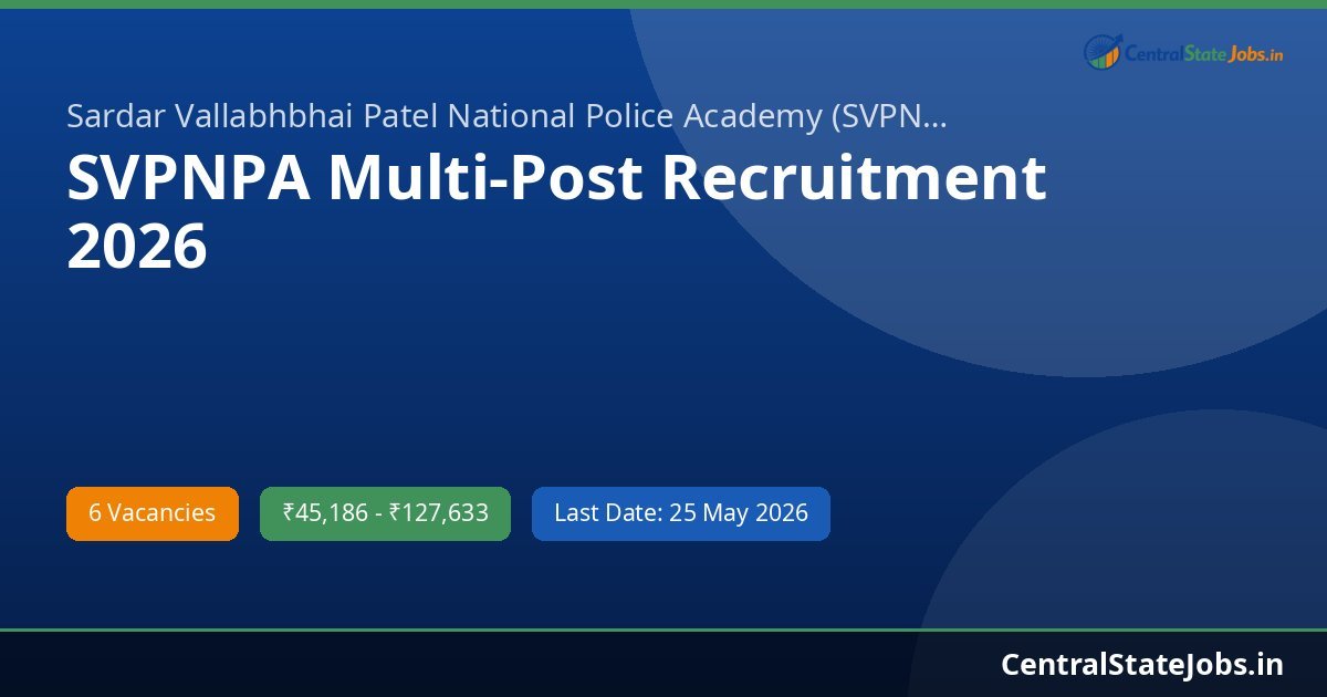 SVPNPA Multi-Post Recruitment 2026