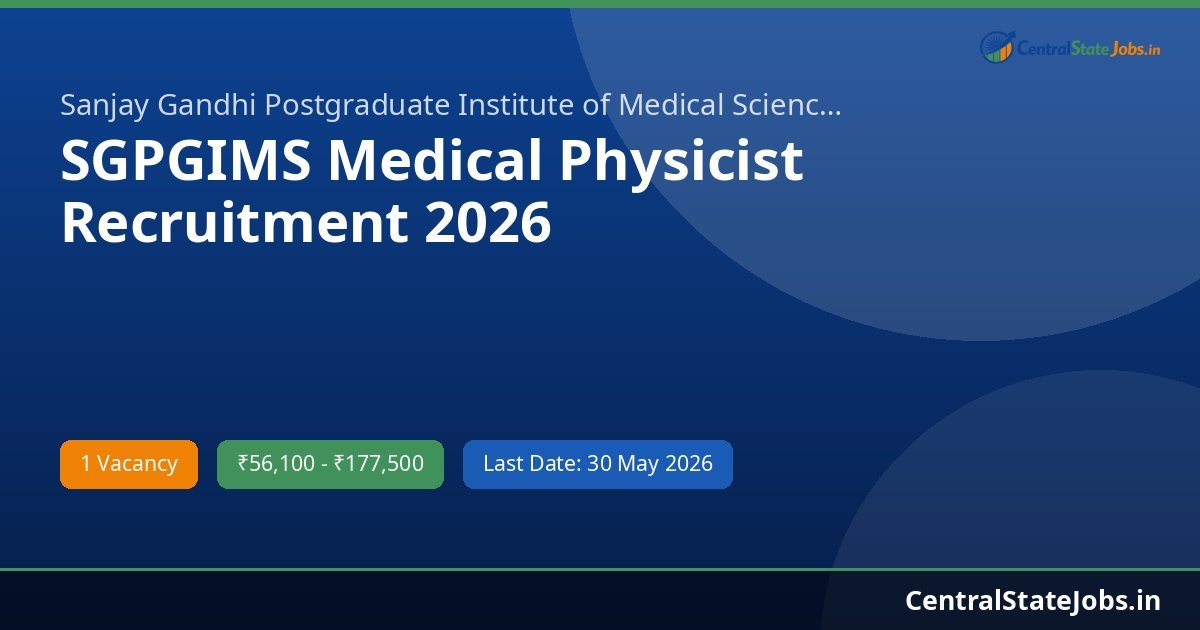 SGPGIMS Medical Physicist Recruitment 2026
