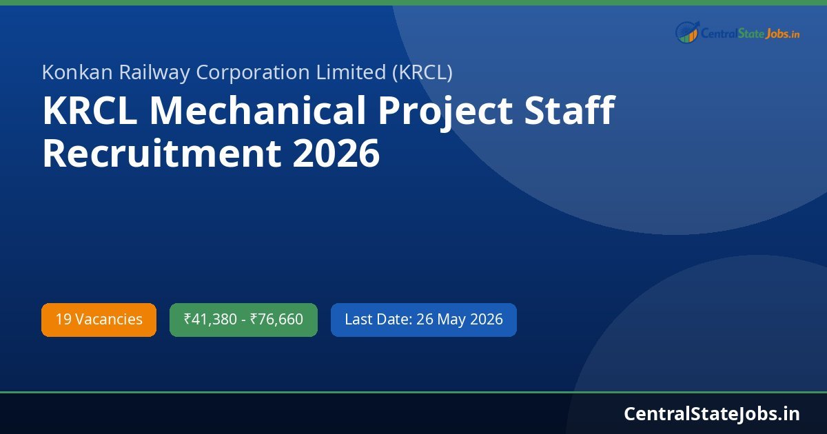 KRCL Mechanical Project Staff Recruitment 2026