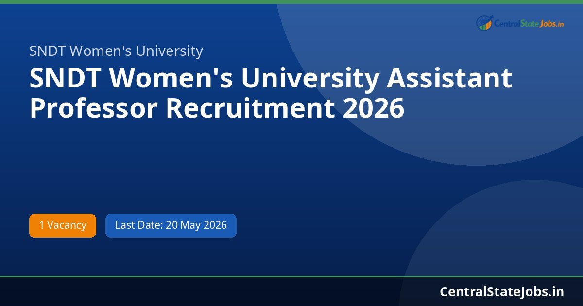 SNDT Women's University Assistant Professor Recruitment 2026