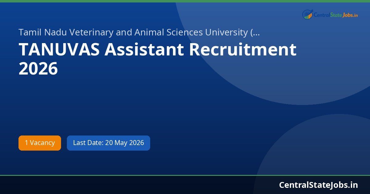 TANUVAS Assistant Recruitment 2026
