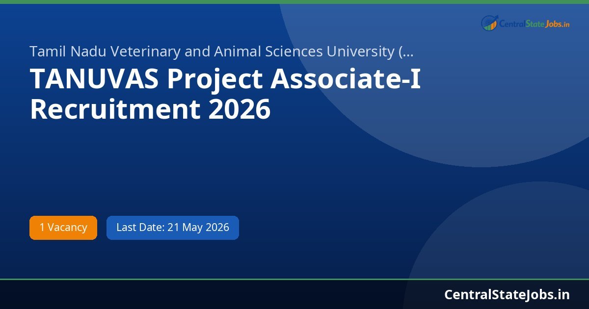 TANUVAS Project Associate-I Recruitment 2026