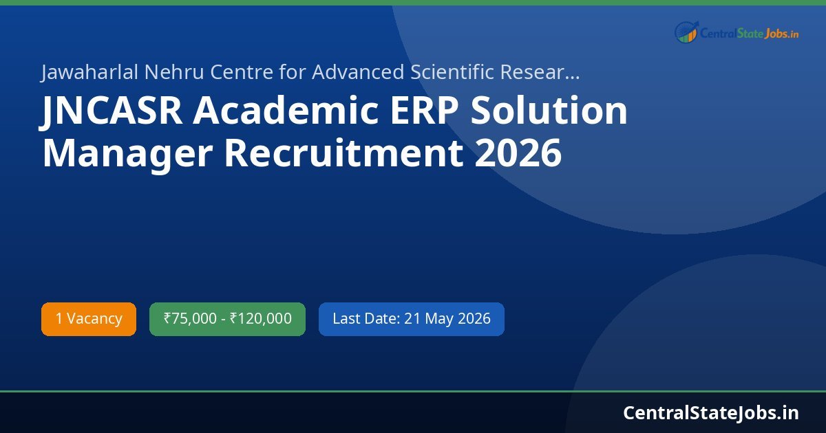 JNCASR Academic ERP Solution Manager Recruitment 2026