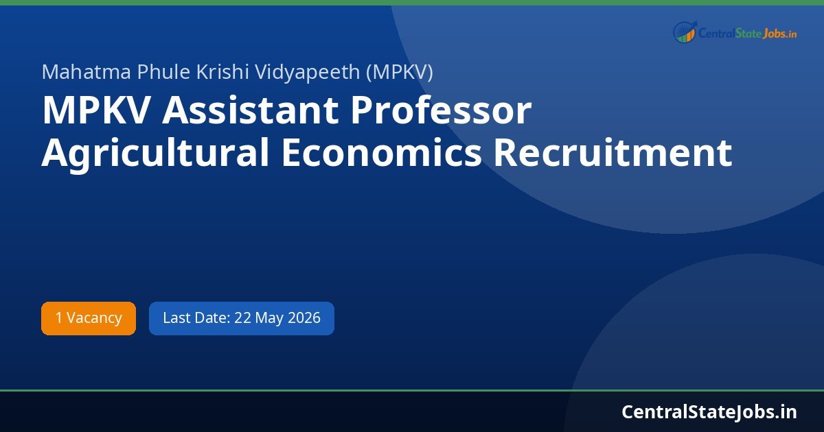 MPKV Assistant Professor Agricultural Economics Recruitment 2026