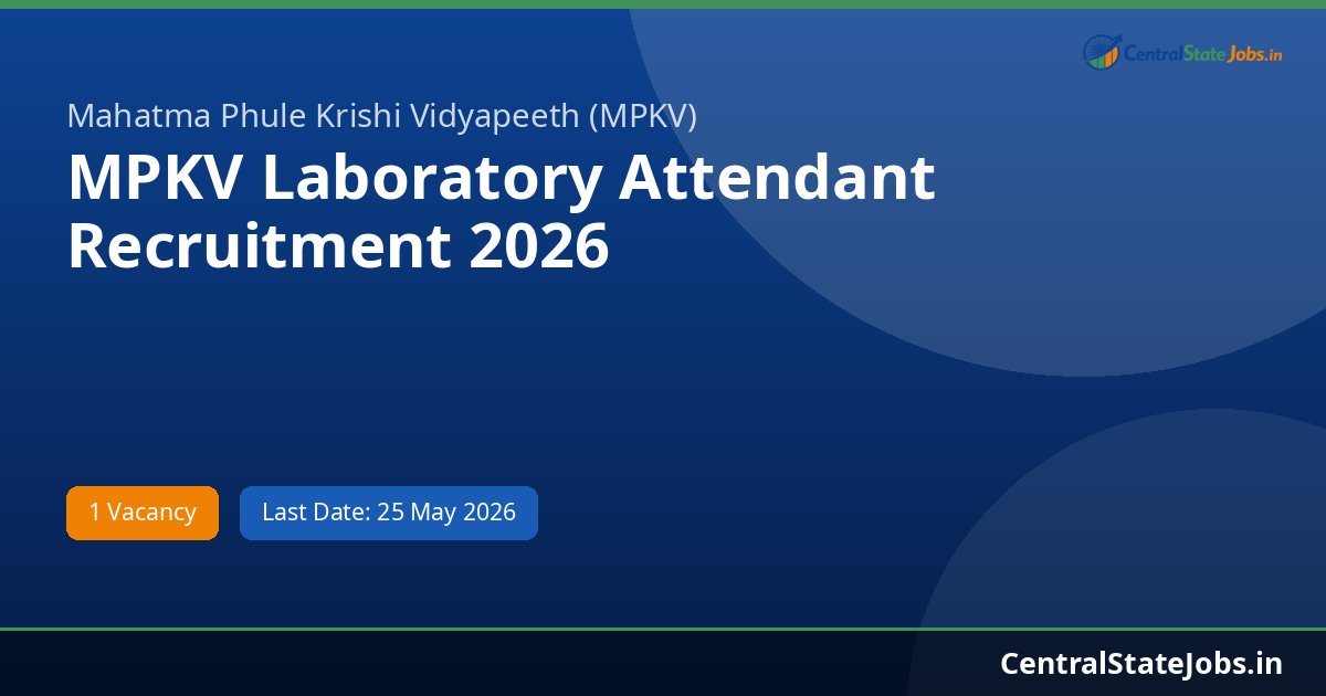 MPKV Laboratory Attendant Recruitment 2026