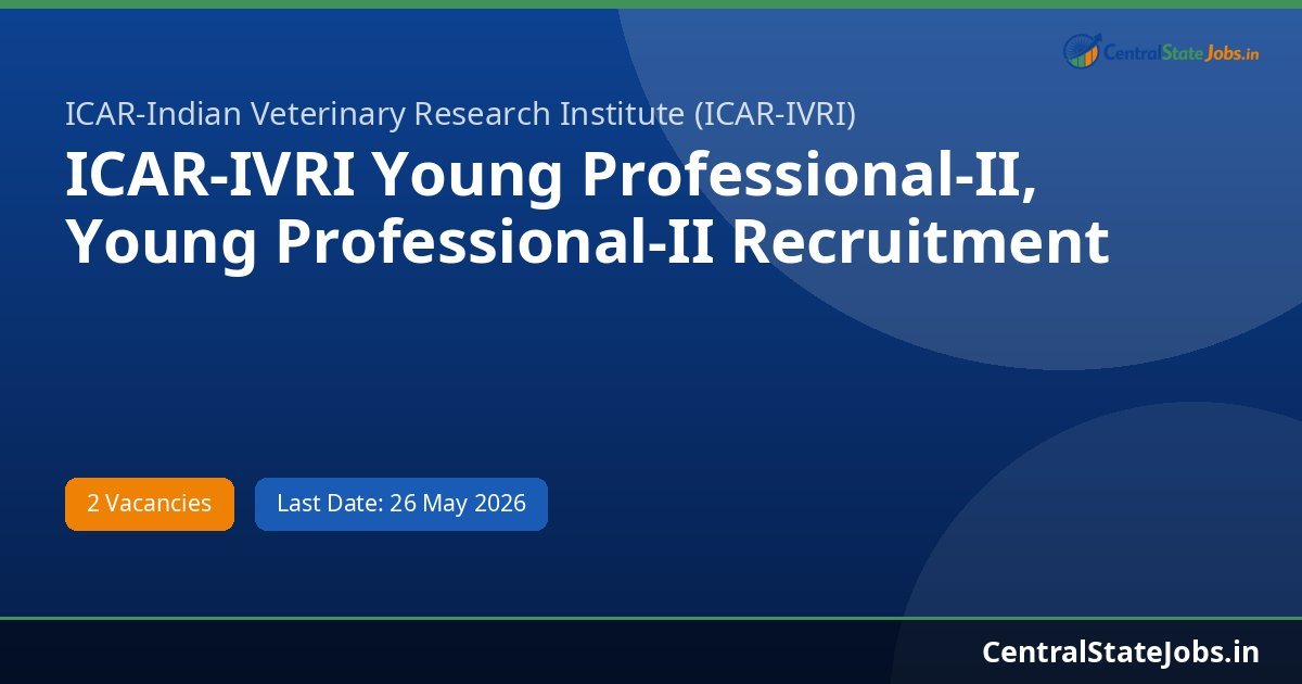 ICAR-IVRI Young Professional-II, Young Professional-II Recruitment 2026