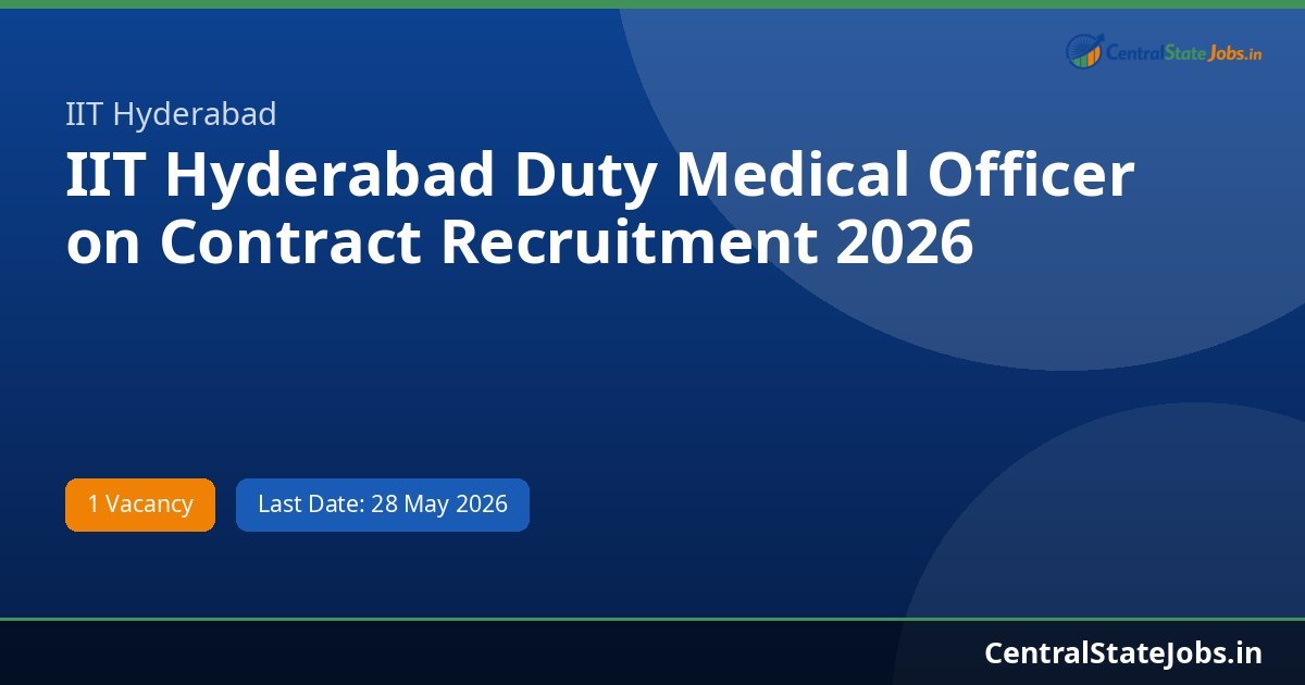 IIT Hyderabad Duty Medical Officer on Contract Recruitment 2026