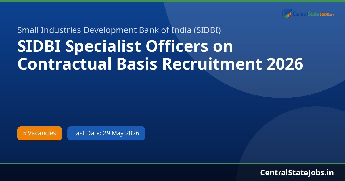 SIDBI Specialist Officers on Contractual Basis Recruitment 2026