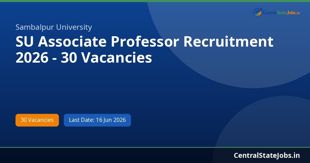 SU Associate Professor Recruitment 2026 - 30 Vacancies
