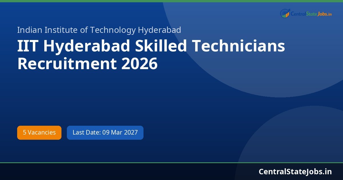 IIT Hyderabad Skilled Technicians Recruitment 2026