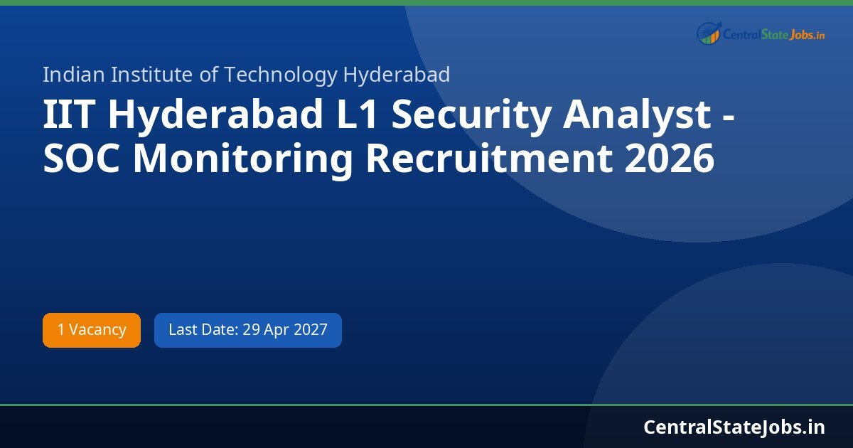 IIT Hyderabad L1 Security Analyst - SOC Monitoring Recruitment 2026