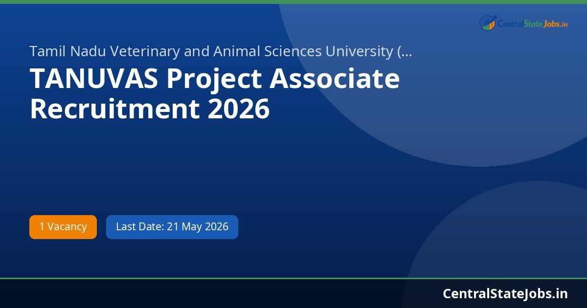TANUVAS Project Associate Recruitment 2026