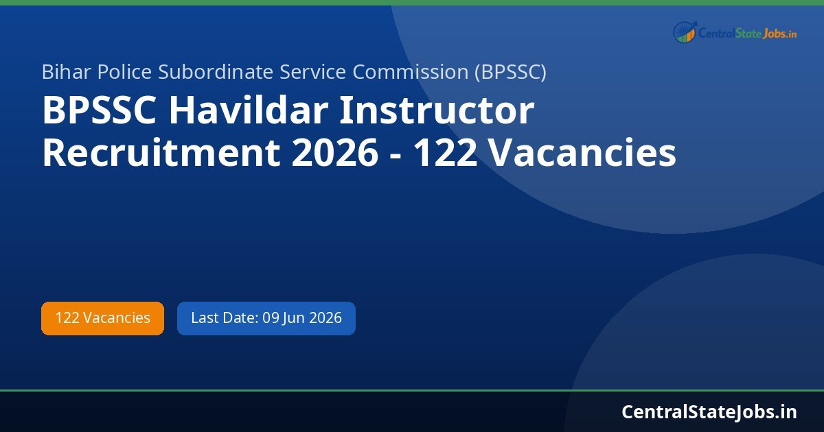 BPSSC Havildar Instructor Recruitment 2026 - 122 Vacancies