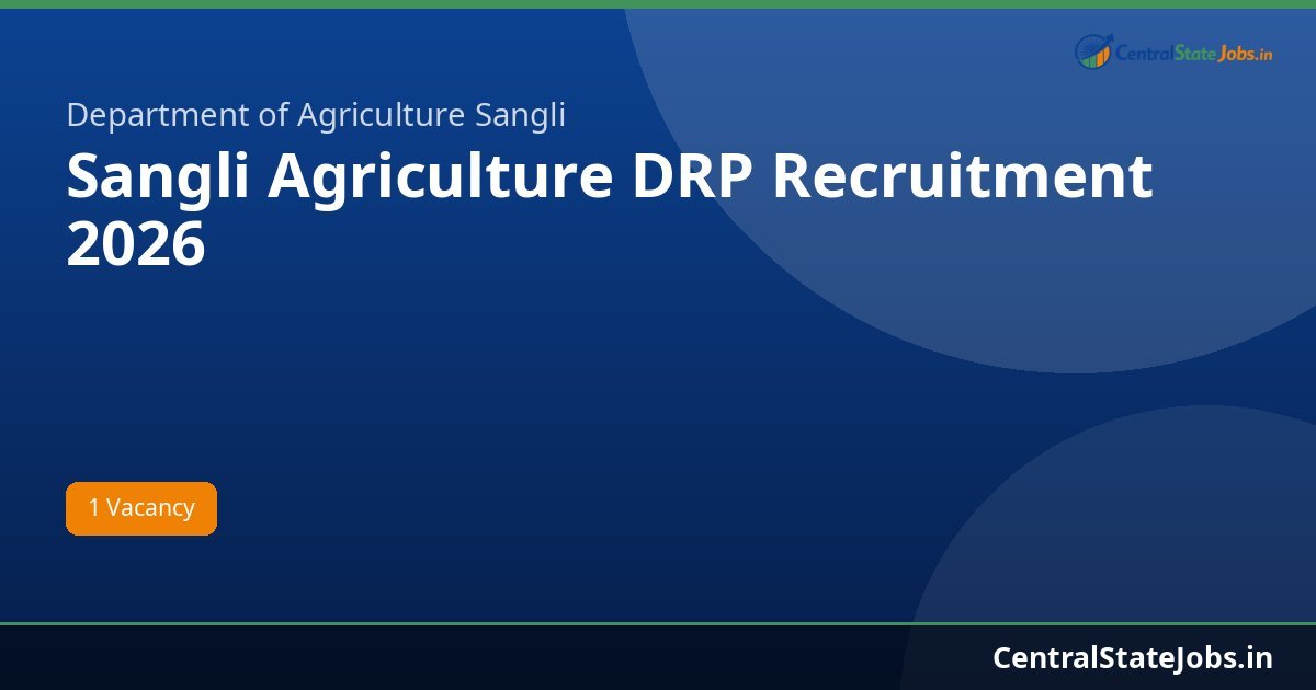 Sangli Agriculture DRP Recruitment 2026