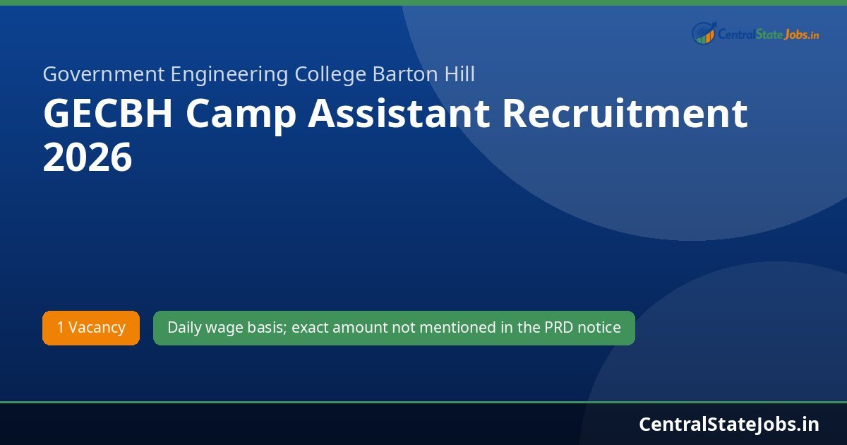 GECBH Camp Assistant Recruitment 2026