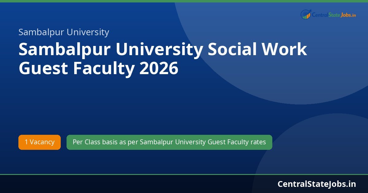 Sambalpur University Social Work Guest Faculty 2026
