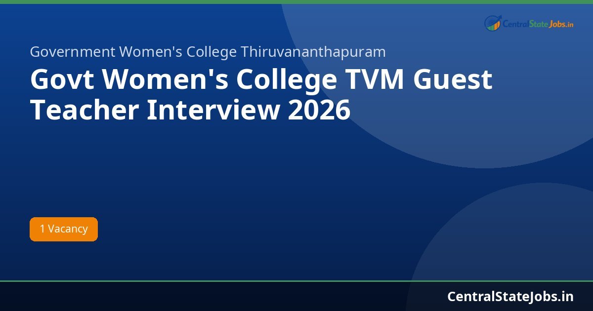 Govt Women's College TVM Guest Teacher Interview 2026