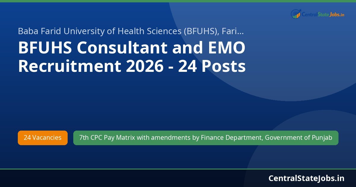 BFUHS Consultant and EMO Recruitment 2026 - 24 Posts