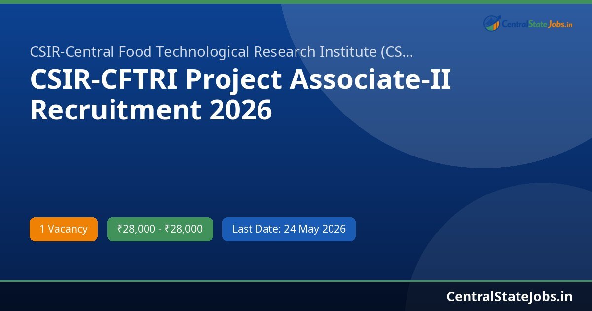 CSIR-CFTRI Project Associate-II Recruitment 2026