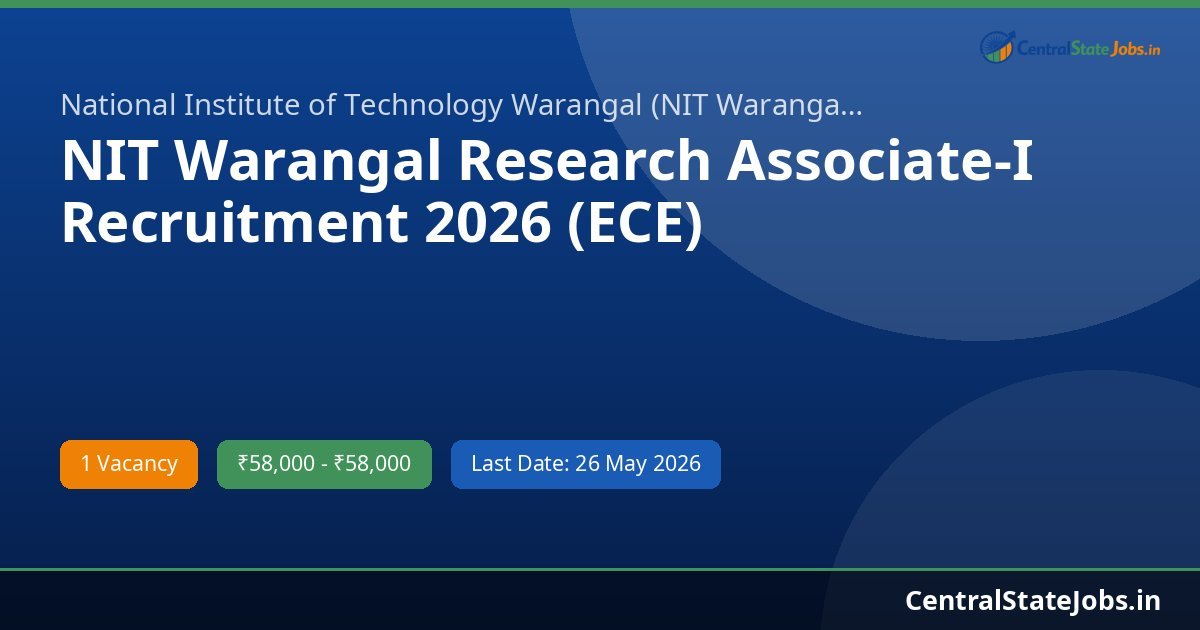 NIT Warangal Research Associate-I Recruitment 2026 (ECE)