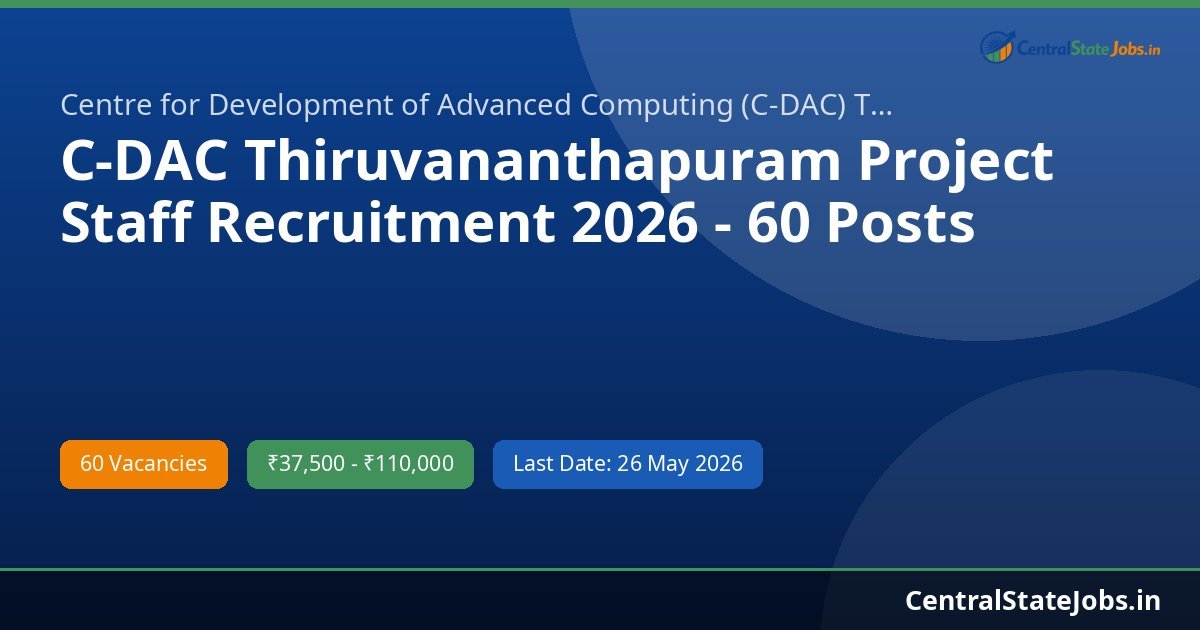 C-DAC Thiruvananthapuram Project Staff Recruitment 2026 - 60 Posts