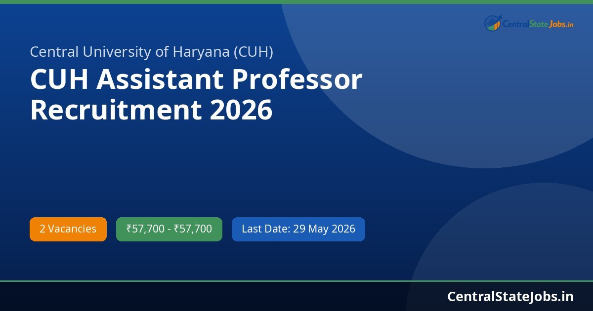 CUH Assistant Professor Recruitment 2026