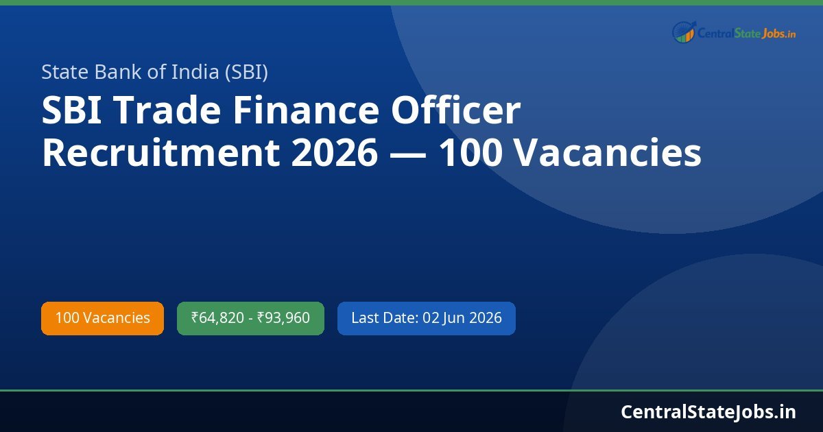 SBI Trade Finance Officer Recruitment 2026 — 100 Vacancies