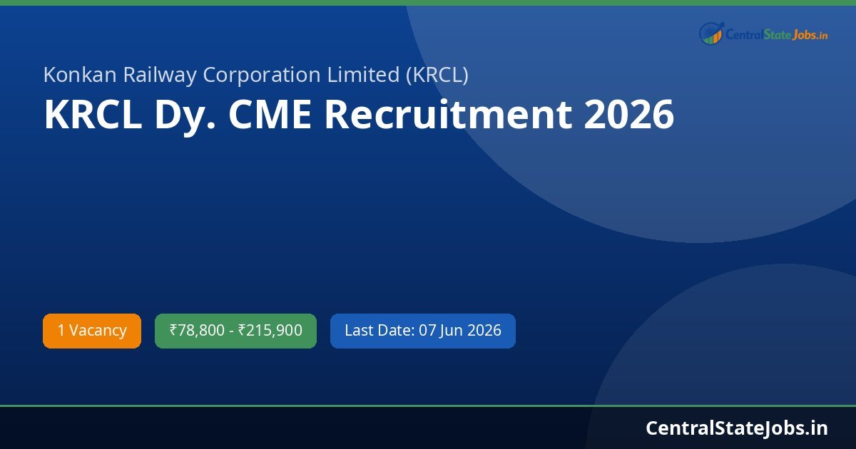 KRCL Dy. CME Recruitment 2026