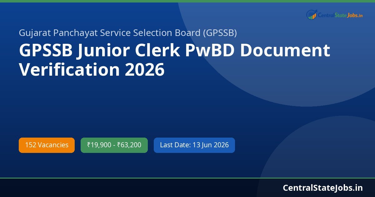 GPSSB Junior Clerk PwBD Document Verification 2026