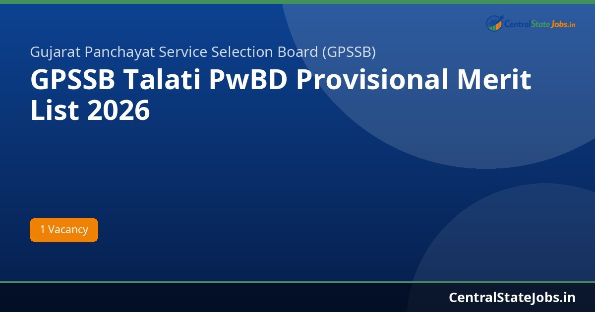 GPSSB Talati PwBD Provisional Merit List 2026