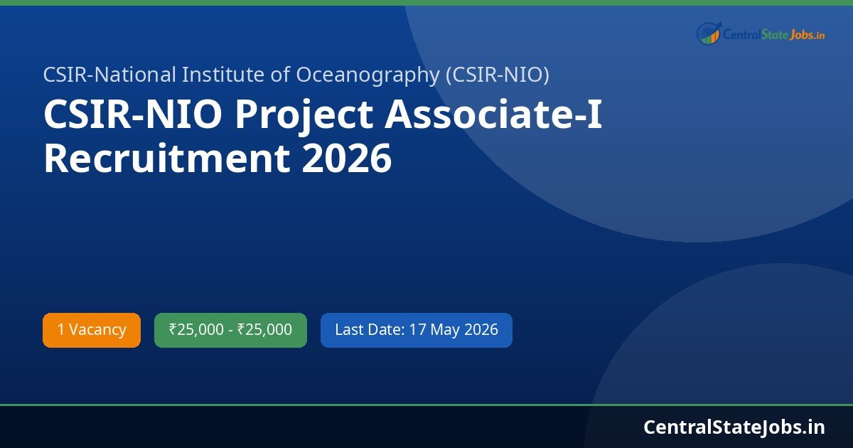 CSIR-NIO Project Associate-I Recruitment 2026