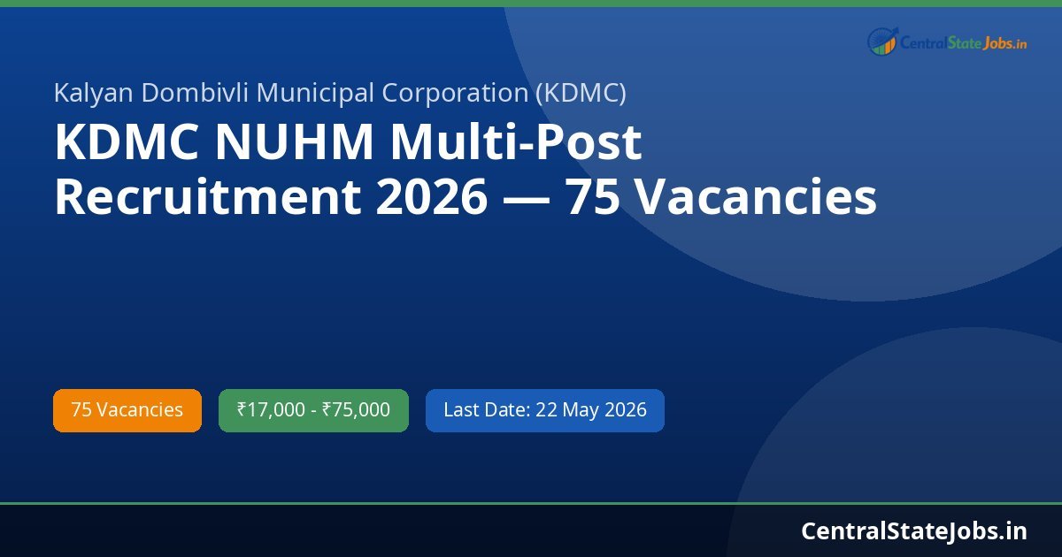 KDMC NUHM Multi-Post Recruitment 2026 — 75 Vacancies