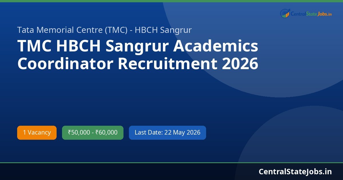 TMC HBCH Sangrur Academics Coordinator Recruitment 2026