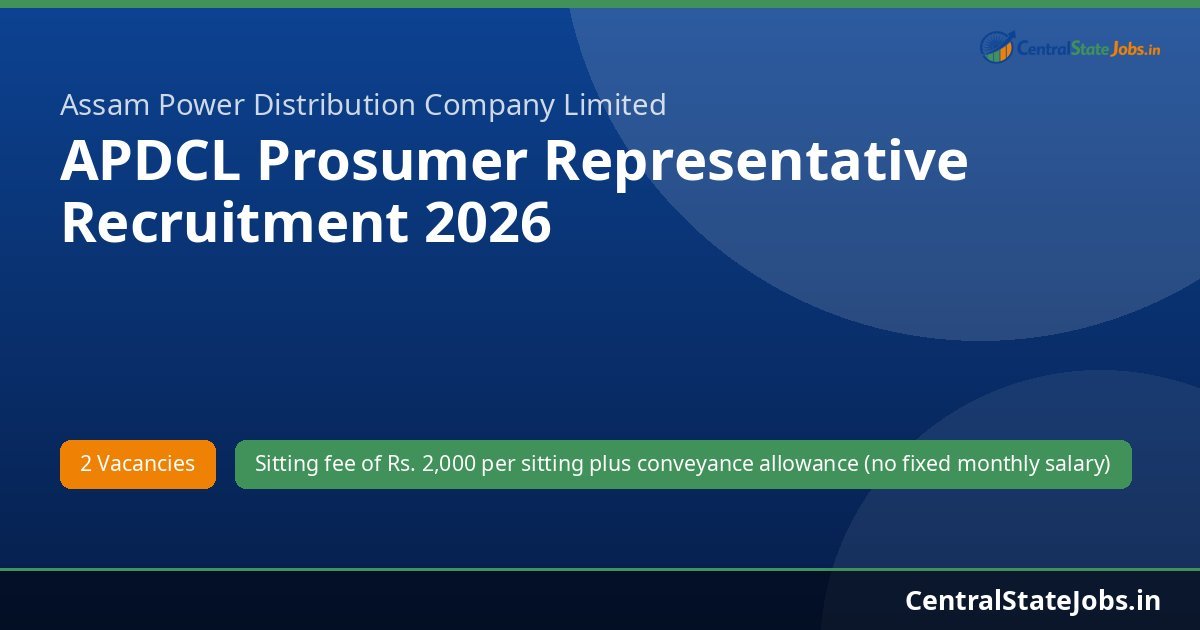 APDCL Prosumer Representative Recruitment 2026