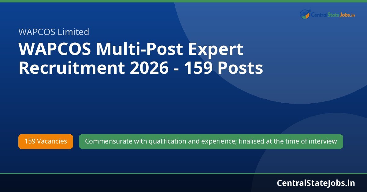 WAPCOS Multi-Post Expert Recruitment 2026 - 159 Posts