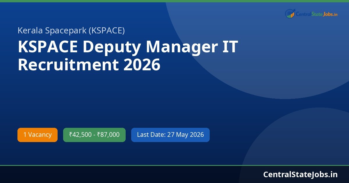 KSPACE Deputy Manager IT Recruitment 2026