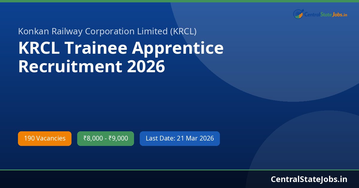 KRCL Trainee Apprentice Recruitment 2026
