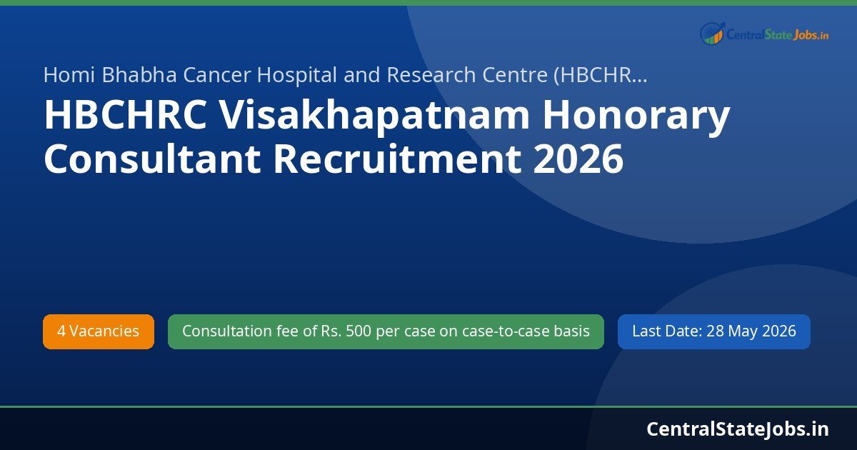HBCHRC Visakhapatnam Honorary Consultant Recruitment 2026