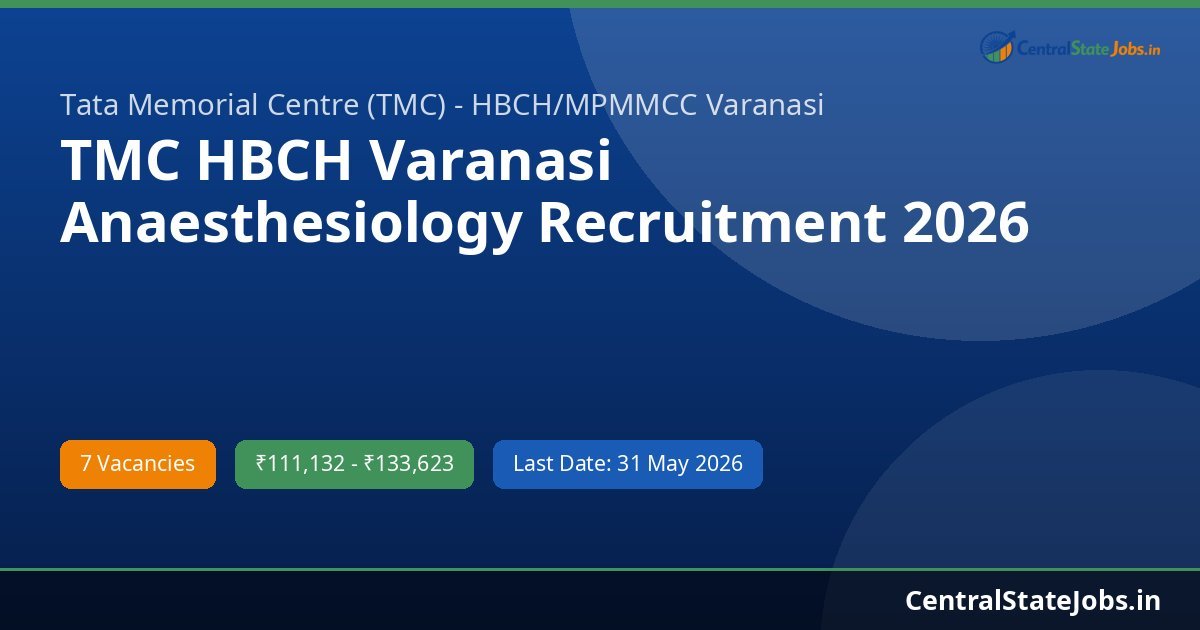 TMC HBCH Varanasi Anaesthesiology Recruitment 2026