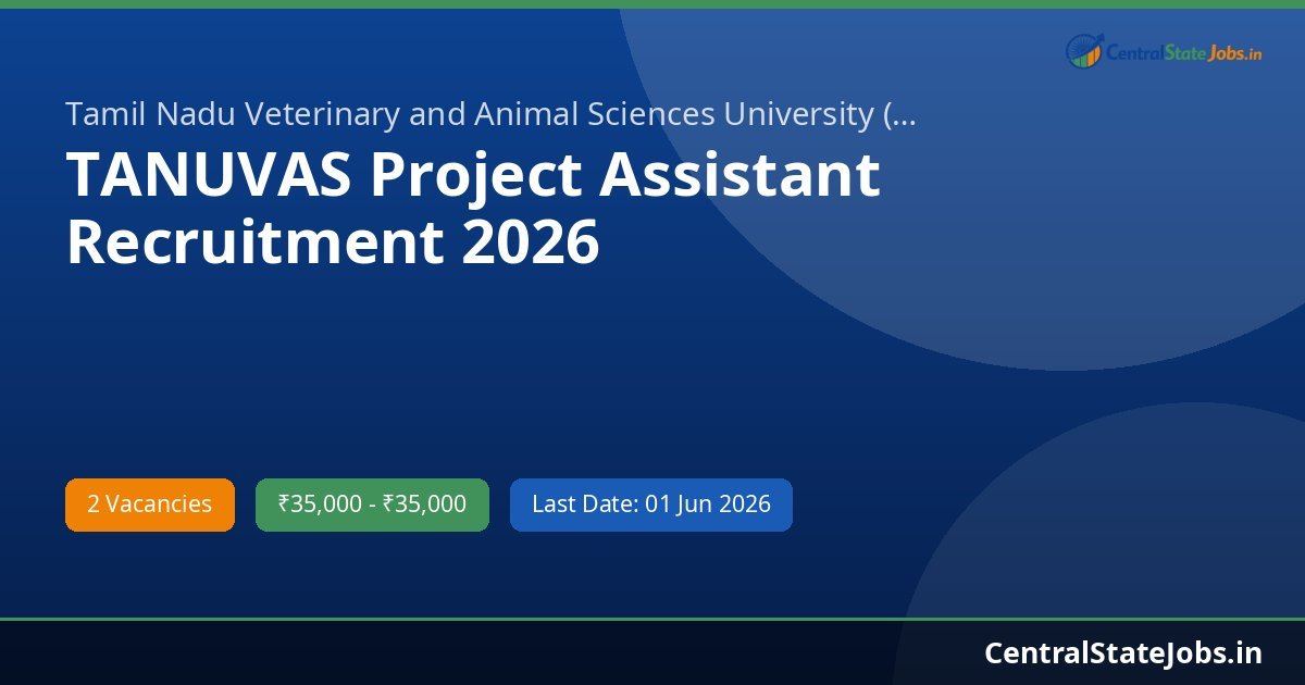 TANUVAS Project Assistant Recruitment 2026