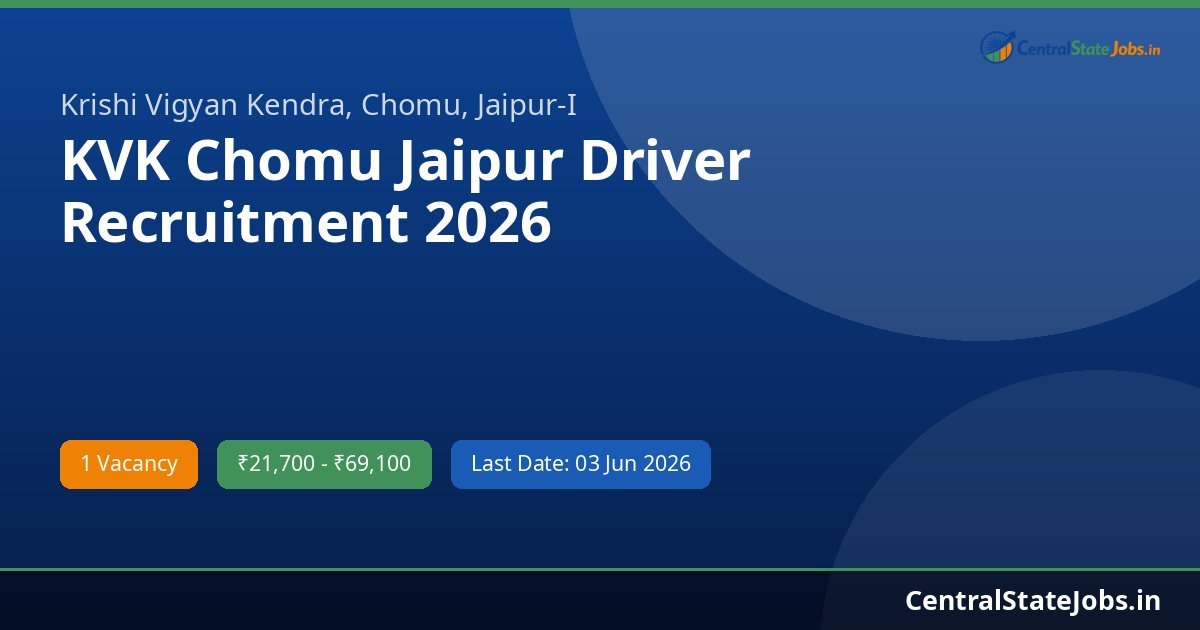 KVK Chomu Jaipur Driver Recruitment 2026