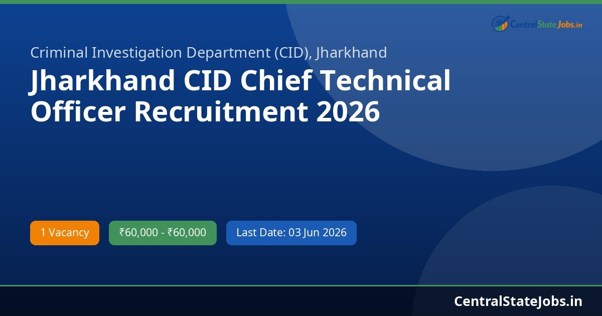Jharkhand CID Chief Technical Officer Recruitment 2026