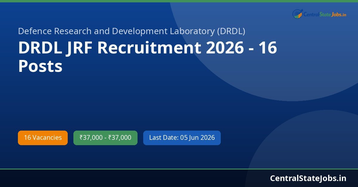 DRDL JRF Recruitment 2026 - 16 Posts