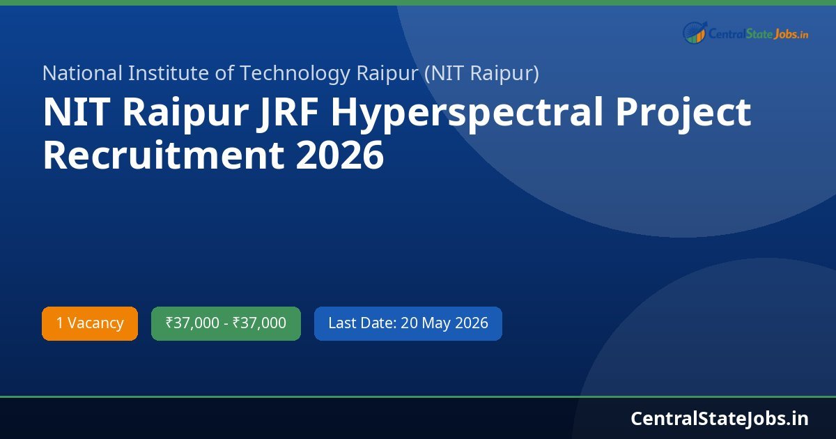 NIT Raipur JRF Hyperspectral Project Recruitment 2026