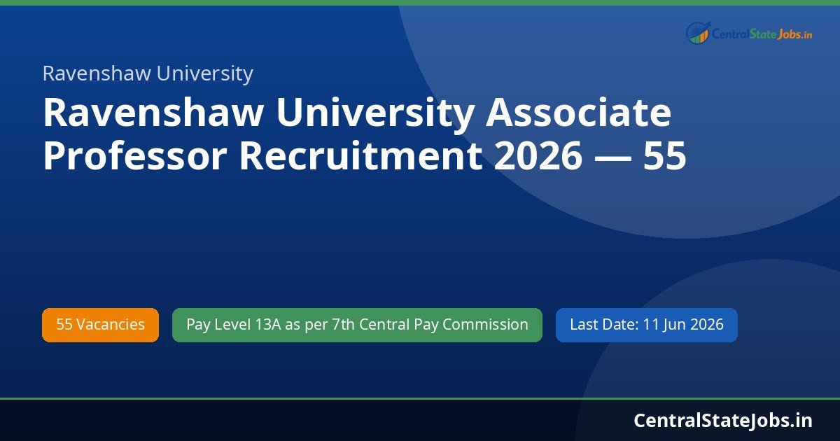 Ravenshaw University Associate Professor Recruitment 2026 — 55 Posts