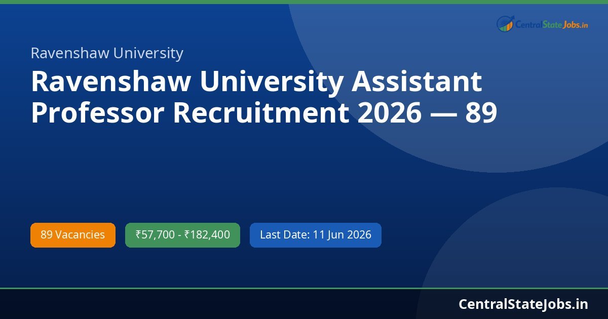 Ravenshaw University Assistant Professor Recruitment 2026 — 89 Posts