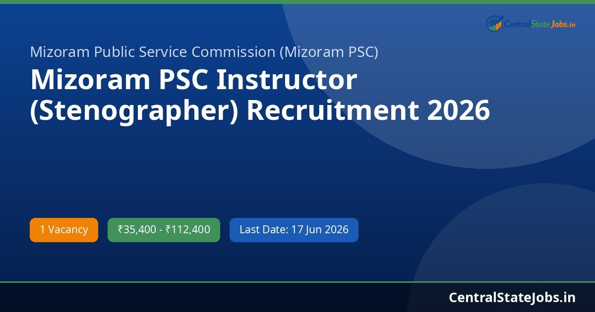 Mizoram PSC Instructor (Stenographer) Recruitment 2026