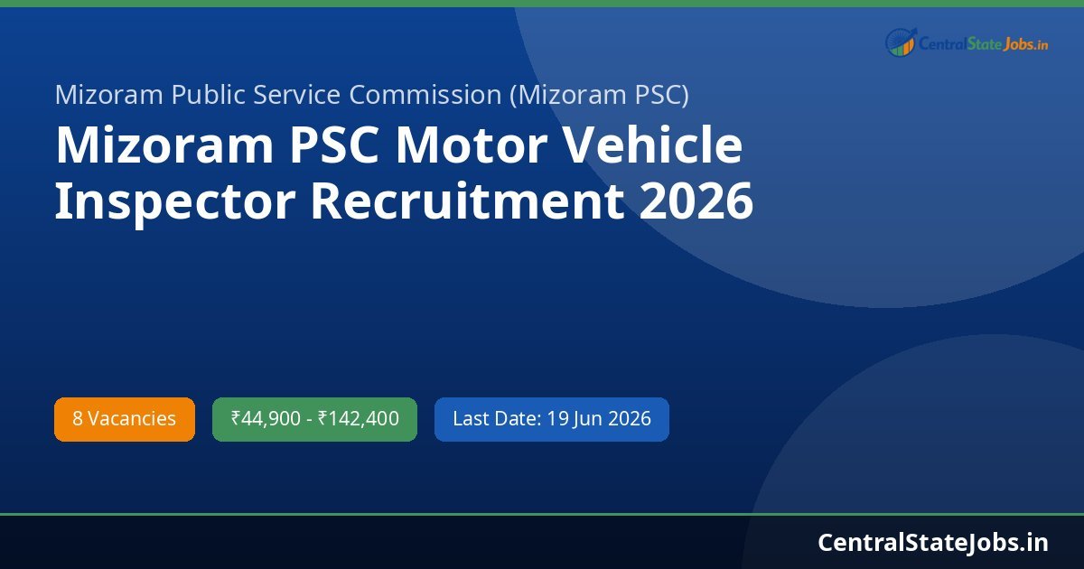 Mizoram PSC Motor Vehicle Inspector Recruitment 2026